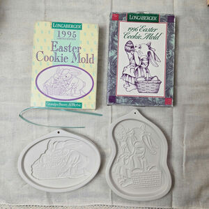Unused Vintage Set of 2 Longaberger Easter Cookie Chocolate Molds 1995 & 1996